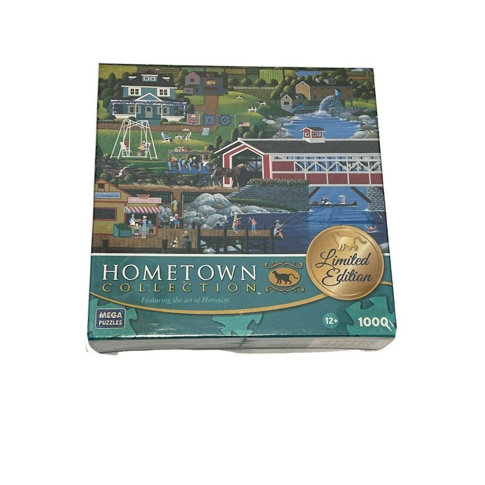Sunday At the Covered Bridge Hometown Collection Mega 1000 Pc Jigsaw Puzzle
